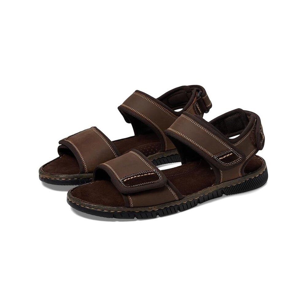 Mens Rockport Jasper Quarter Strap Sandals Size 8.5M Chestnut Leather Adjustable